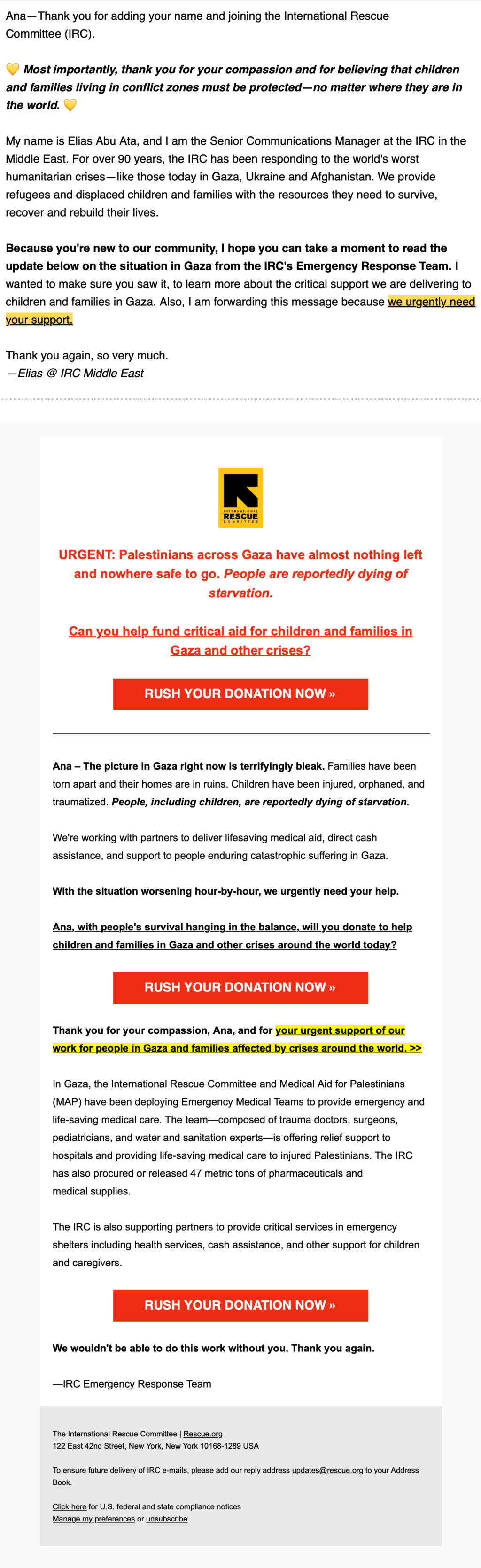 IRC Middle East // Fundraising Emails From Global Charities, Nonprofit Organizations and NGOs