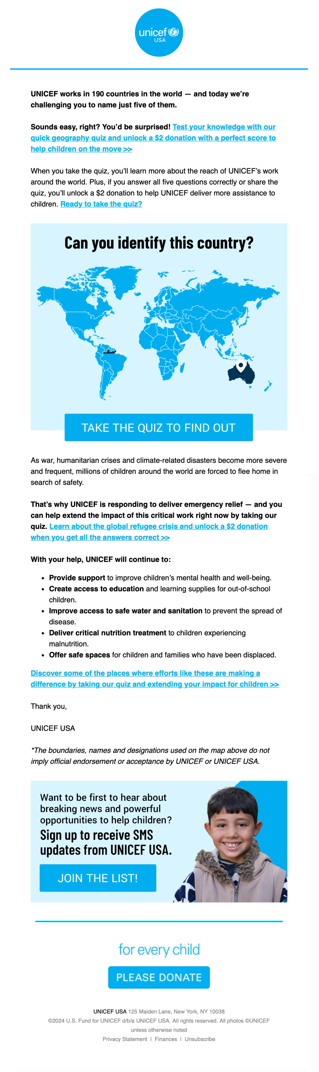 UNICEF USA // Fundraising Emails From Global Charities, Nonprofit Organizations and NGOs