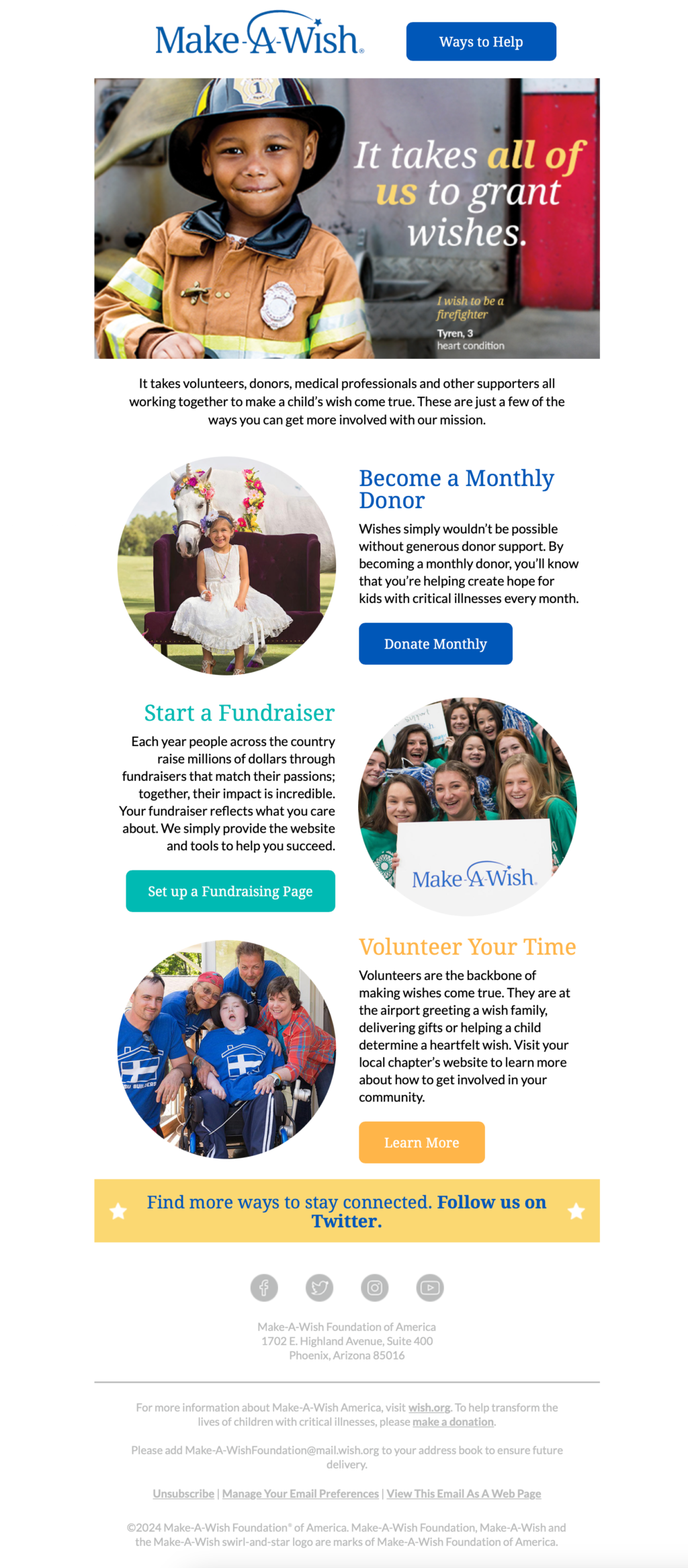 Make-A-Wish // Fundraising Emails From Global Charities, Nonprofit Organizations and NGOs