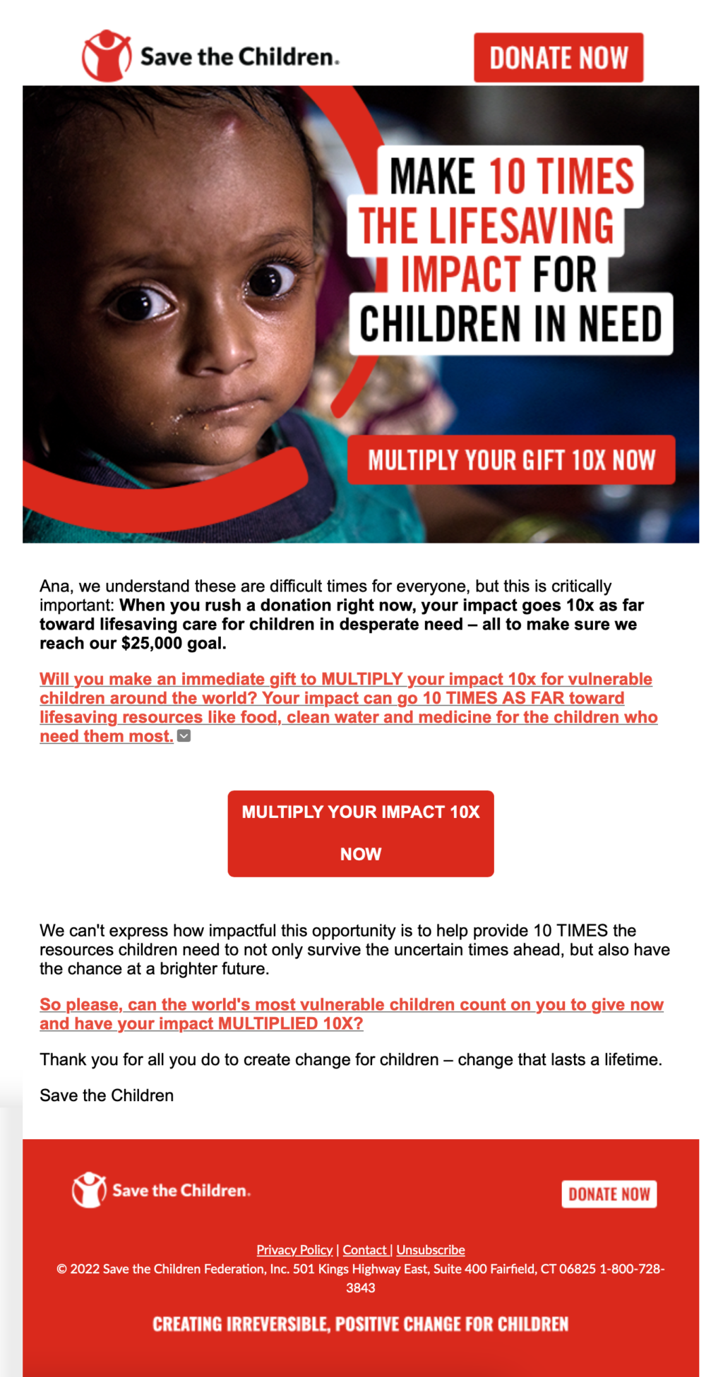 Save the Children // Fundraising Emails From Global Charities, Nonprofit Organizations and NGOs 