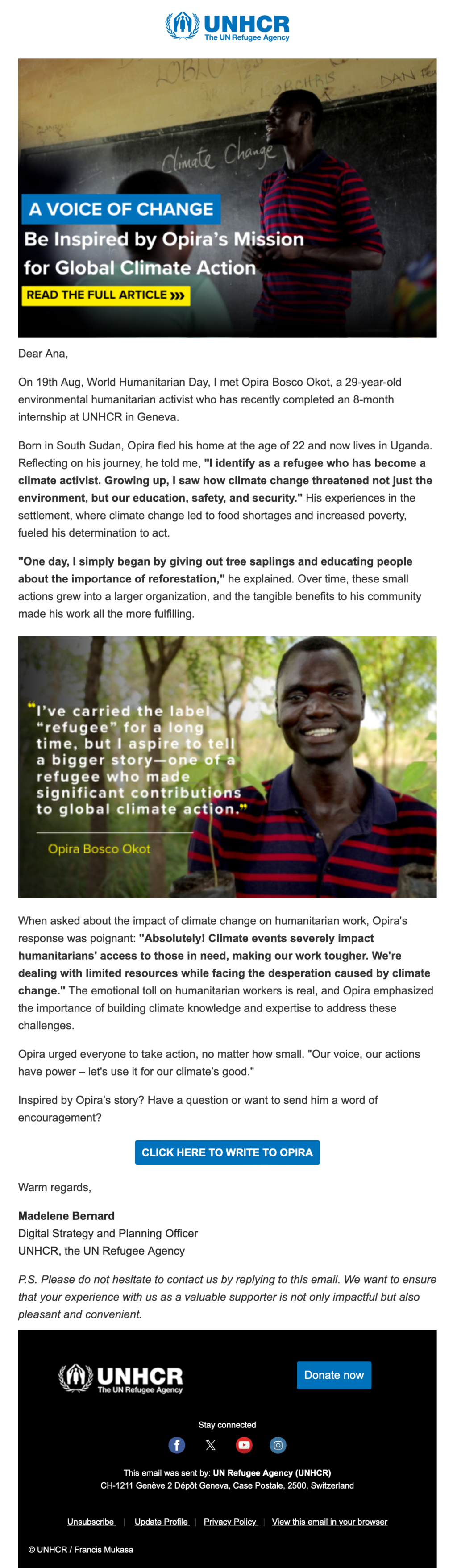 UNHCR // Fundraising Emails From Global Charities, Nonprofit Organizations and NGOs 