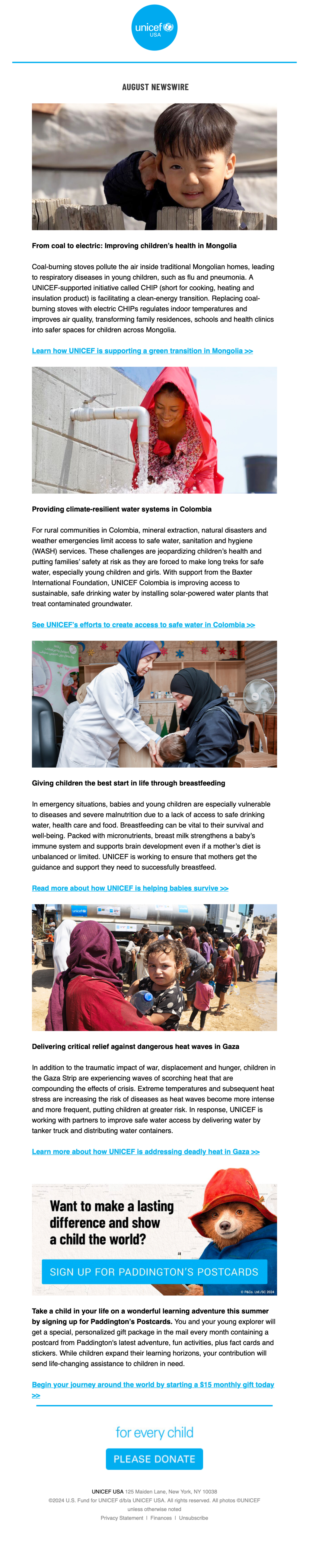 UNICEF USA // Fundraising Emails From Global Charities, Nonprofit Organizations and NGOs 