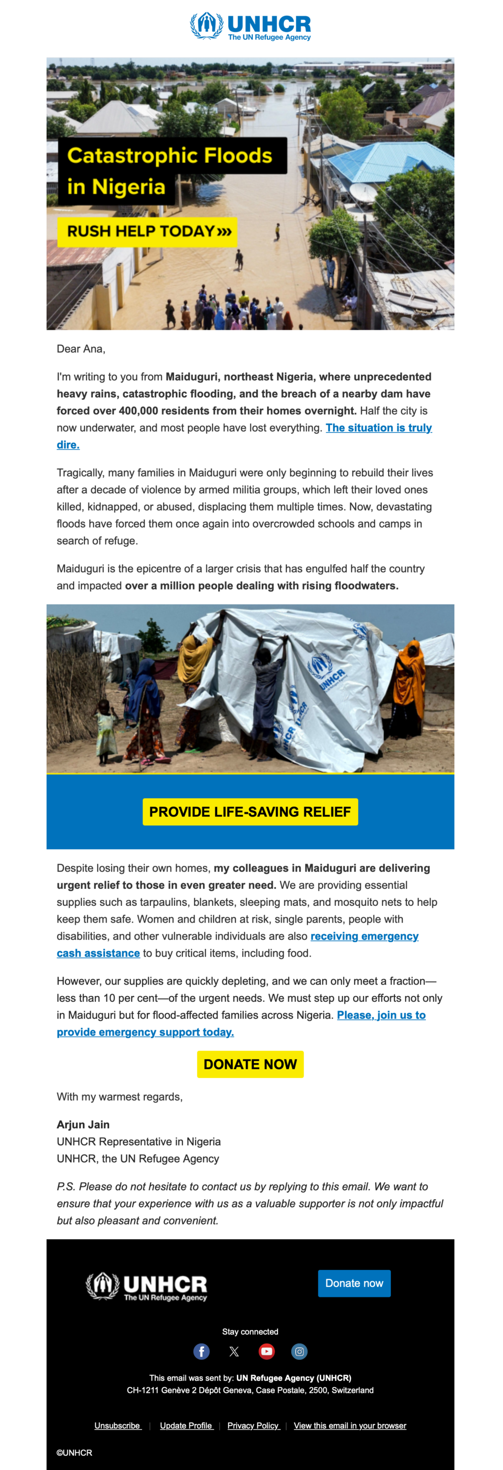 UNHCR // Fundraising Emails From Global Charities, Nonprofit Organizations and NGOs 