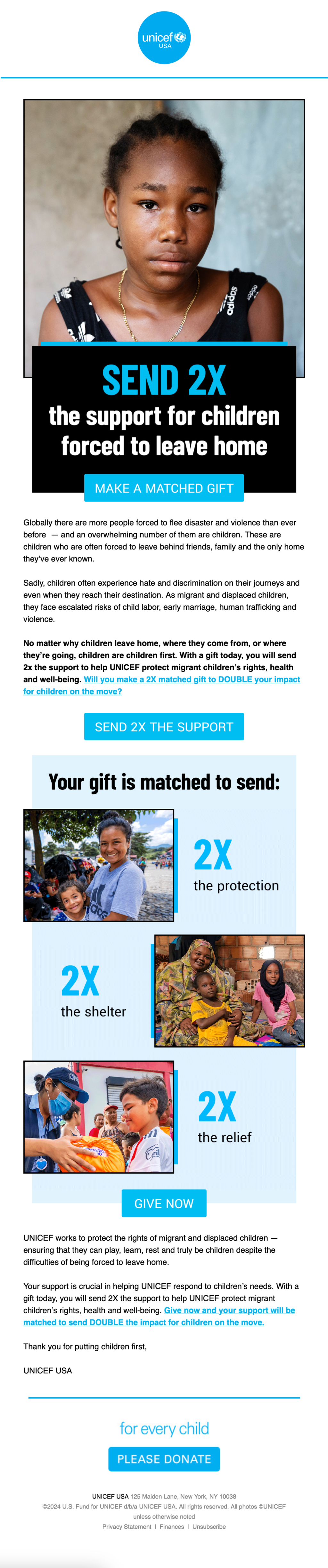 UNICEF USA // Fundraising Emails From Global Charities, Nonprofit Organizations and NGOs 