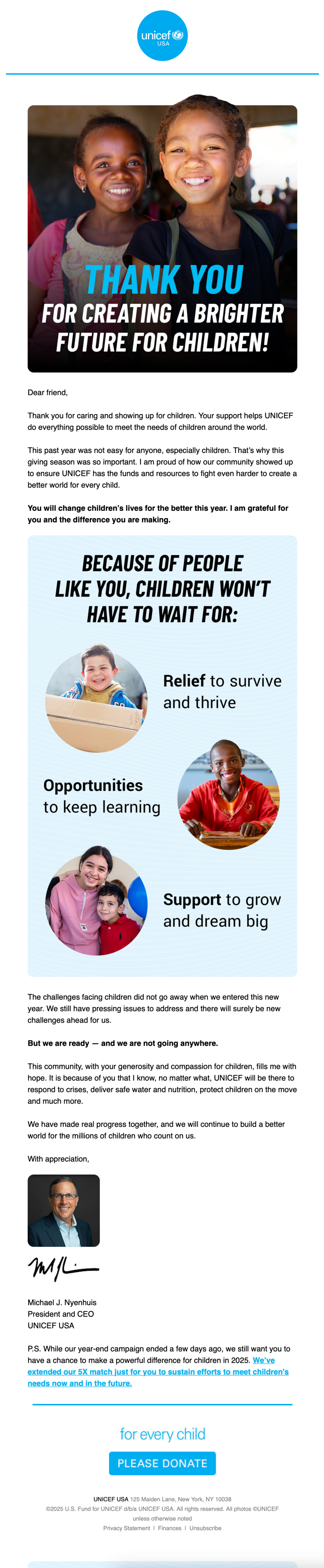 UNICEF USA // Email Fundraising Examples