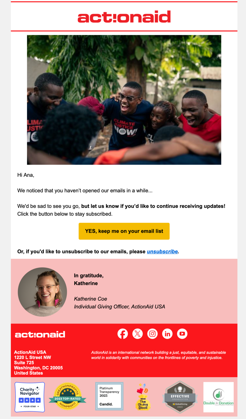 ActionAid // Email Fundraising Examples 