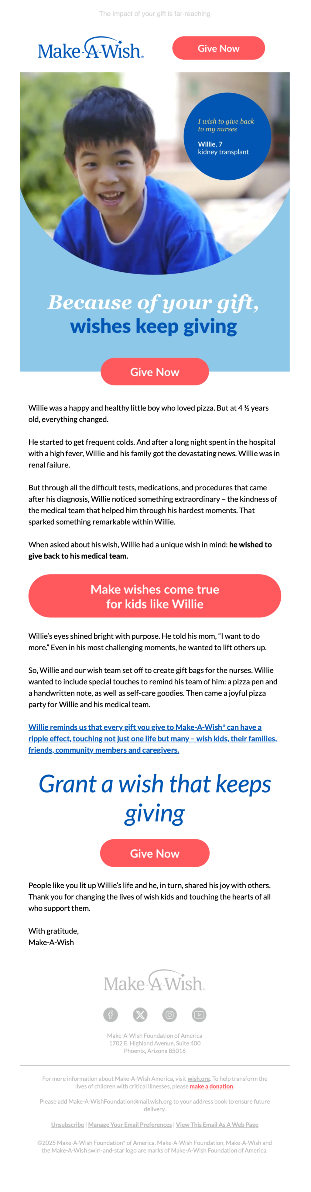 Make-A-Wish // Email Fundraising Examples 