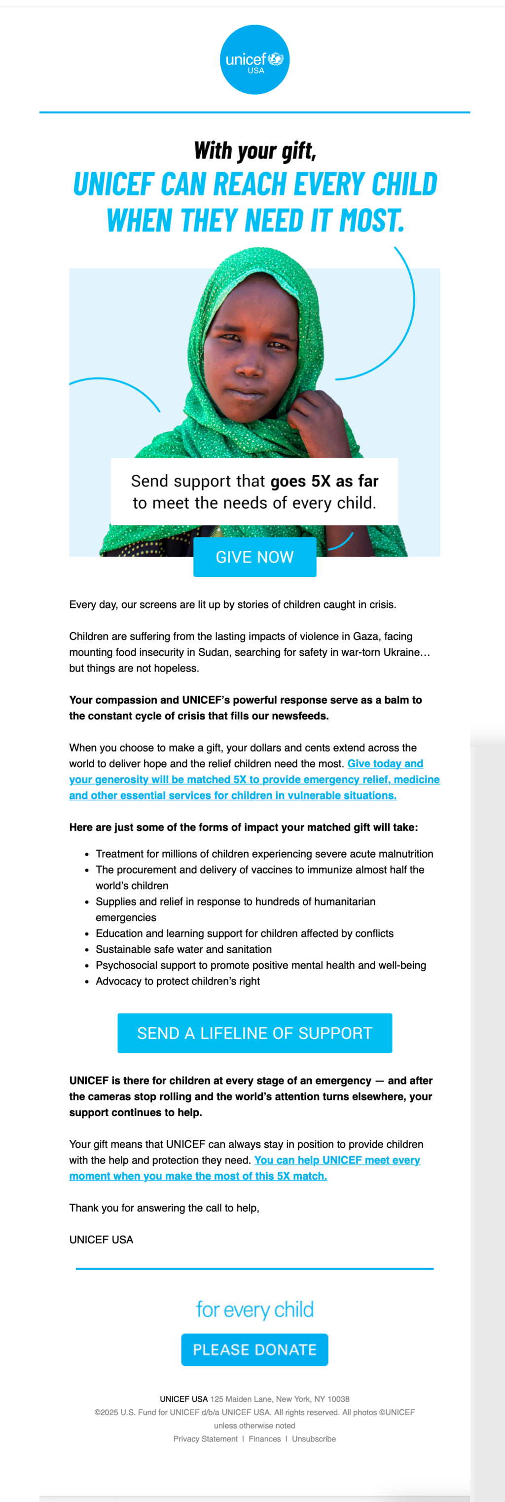 UNICEF USA // Email Fundraising Examples 