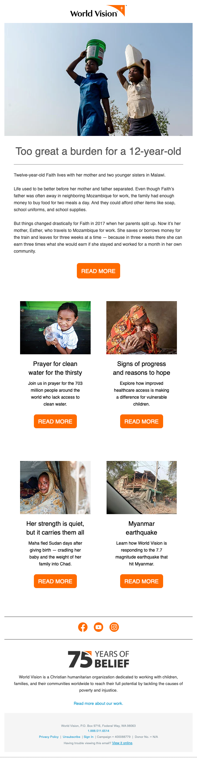 World Vision // Email Fundraising Examples 
