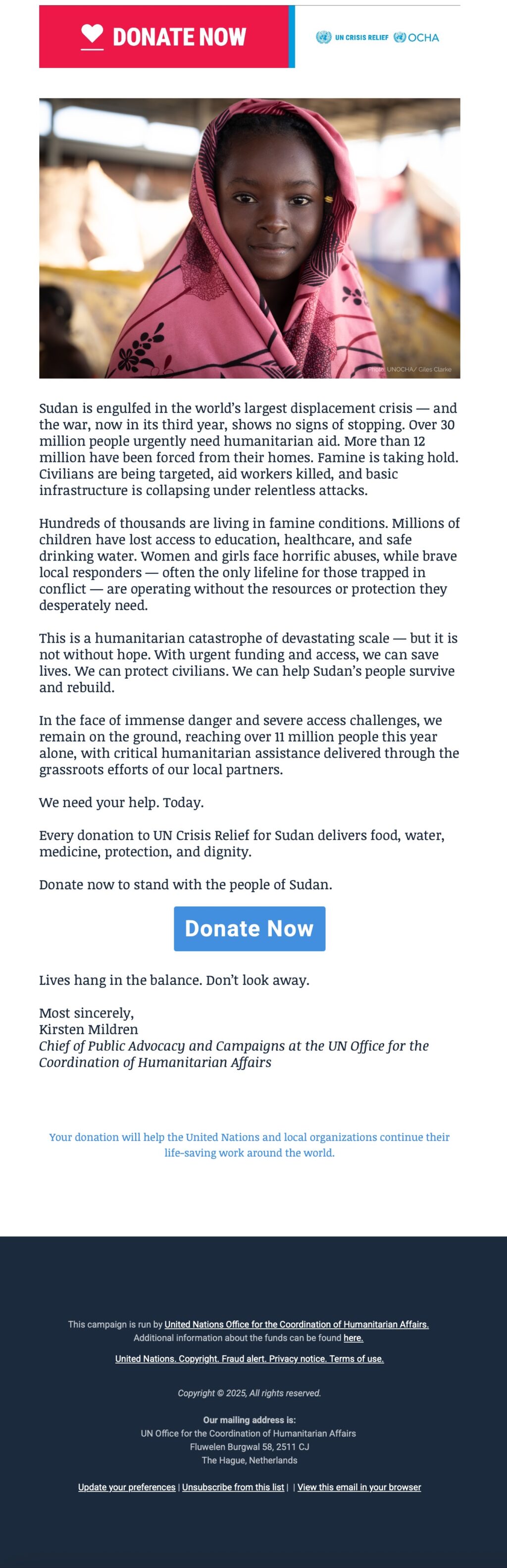 UN Crisis Relief // Email Fundraising Examples <