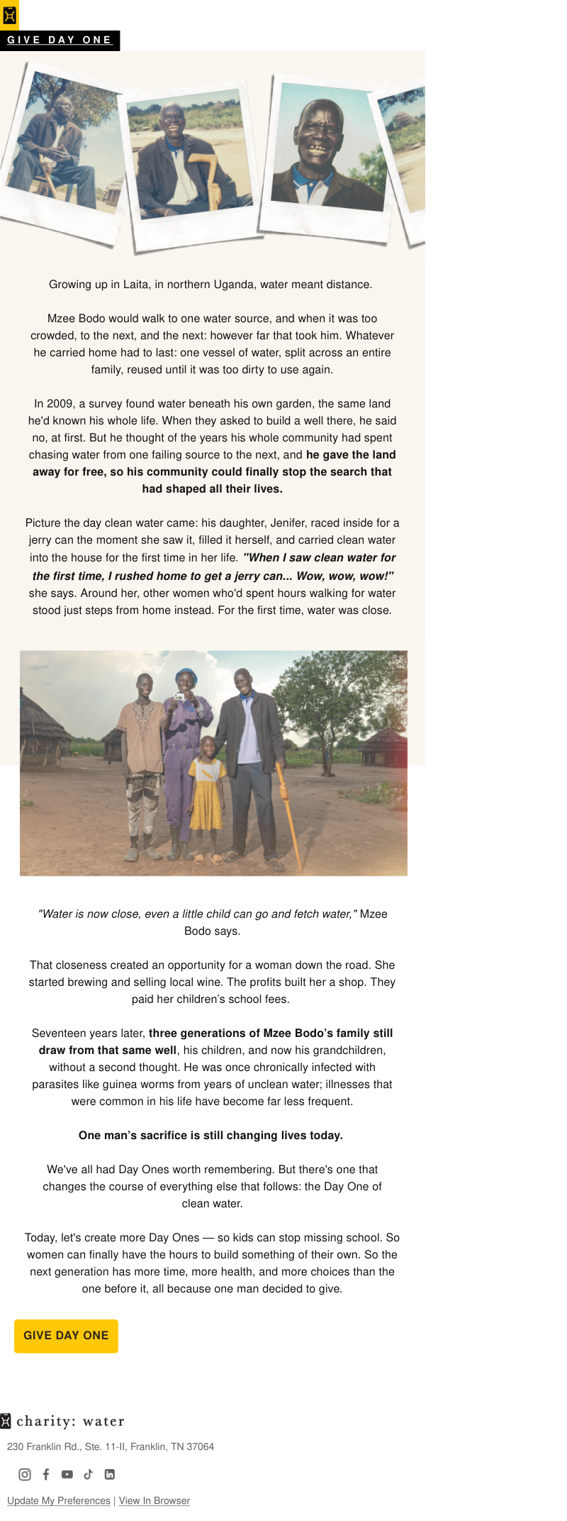 charity: water email: 54 years of walking for water. One day it stopped.